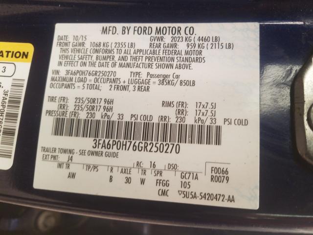 Photo 9 VIN: 3FA6P0H76GR250270 - FORD FUSION SE 