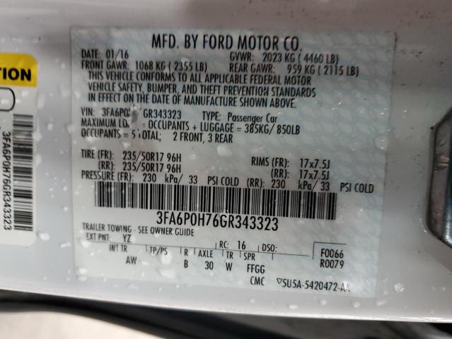 Photo 9 VIN: 3FA6P0H76GR343323 - FORD FUSION SE 