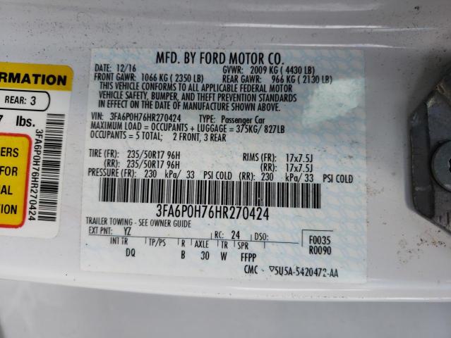 Photo 9 VIN: 3FA6P0H76HR270424 - FORD FUSION SE 