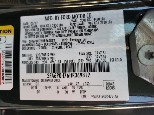 Photo 9 VIN: 3FA6P0H76HR369812 - FORD FUSION SE 