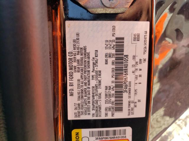 Photo 9 VIN: 3FA6P0H76HR401058 - FORD FUSION SE 