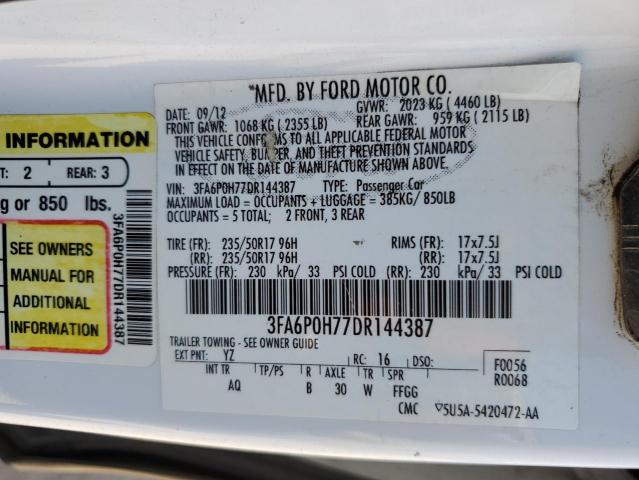 Photo 11 VIN: 3FA6P0H77DR144387 - FORD FUSION SE 