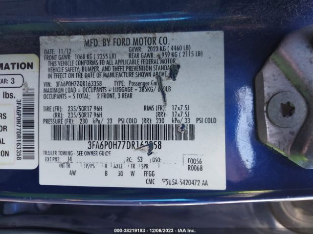 Photo 8 VIN: 3FA6P0H77DR163358 - FORD FUSION 