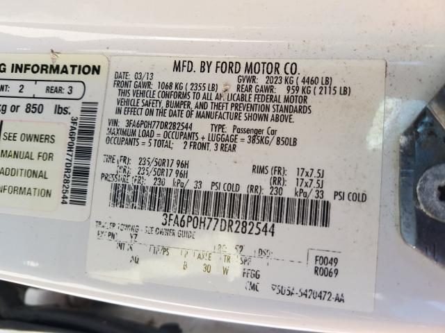 Photo 9 VIN: 3FA6P0H77DR282544 - FORD FUSION SE 