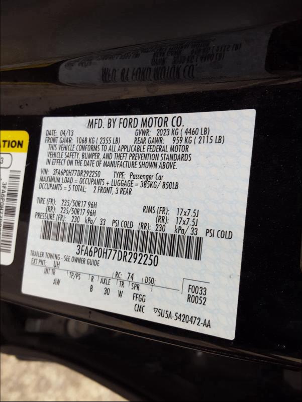 Photo 9 VIN: 3FA6P0H77DR292250 - FORD FUSION SE 