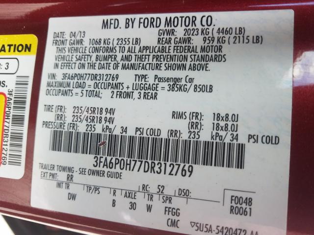 Photo 9 VIN: 3FA6P0H77DR312769 - FORD FUSION SE 