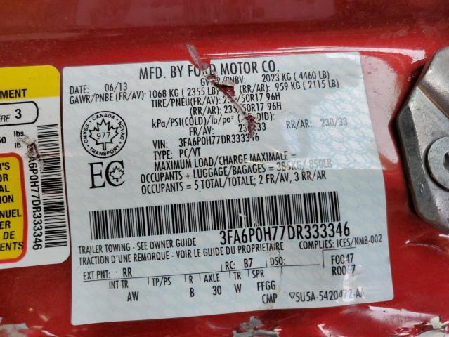 Photo 11 VIN: 3FA6P0H77DR333346 - FORD FUSION SE 