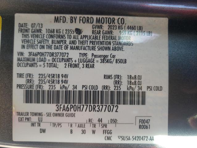 Photo 9 VIN: 3FA6P0H77DR377072 - FORD FUSION SE 