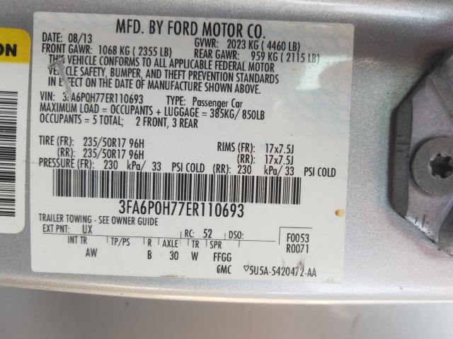 Photo 9 VIN: 3FA6P0H77ER110693 - FORD FUSION SE 