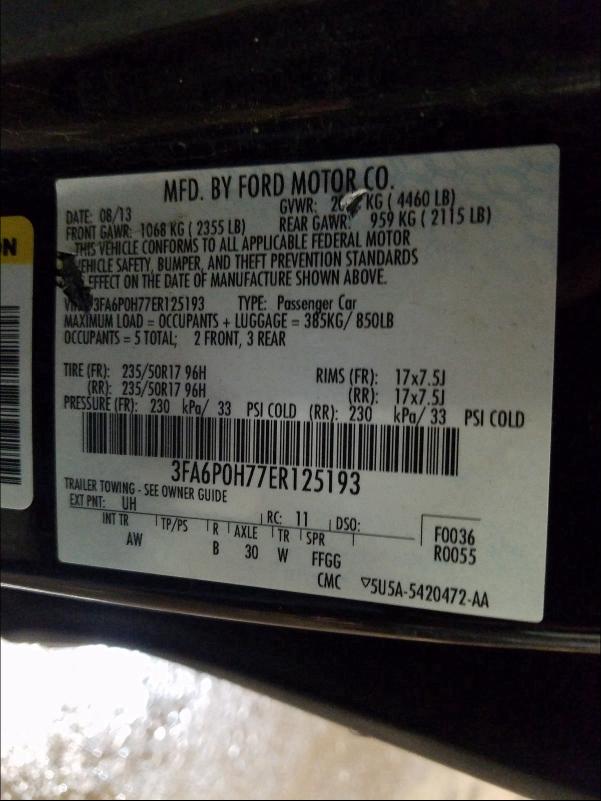 Photo 9 VIN: 3FA6P0H77ER125193 - FORD FUSION SE 