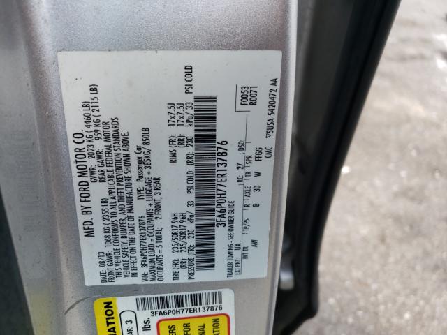 Photo 9 VIN: 3FA6P0H77ER137876 - FORD FUSION SE 