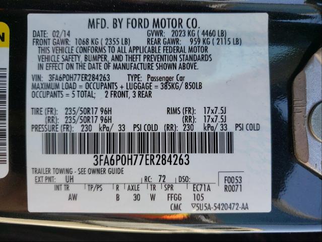 Photo 9 VIN: 3FA6P0H77ER284263 - FORD FUSION SE 