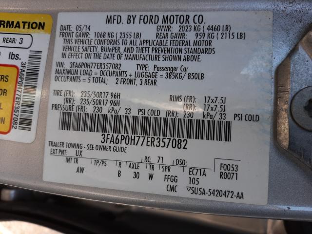 Photo 9 VIN: 3FA6P0H77ER357082 - FORD FUSION 