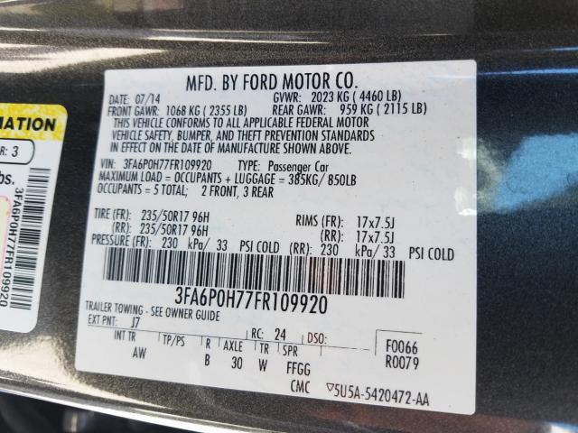 Photo 9 VIN: 3FA6P0H77FR109920 - FORD FUSION SE 