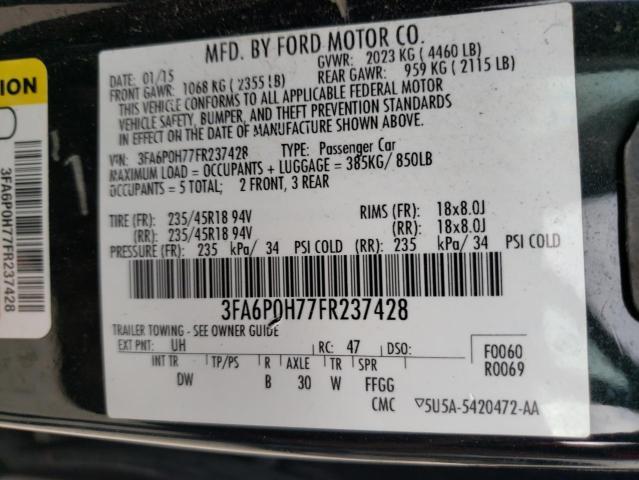 Photo 9 VIN: 3FA6P0H77FR237428 - FORD FUSION SE 