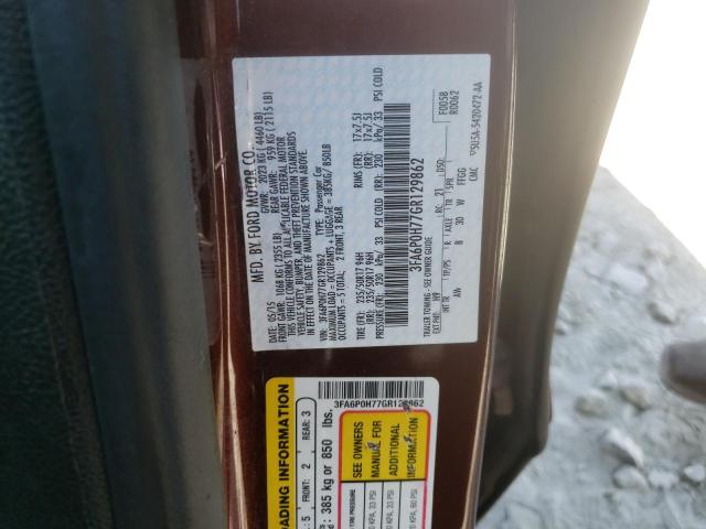 Photo 9 VIN: 3FA6P0H77GR129862 - FORD FUSION SE 