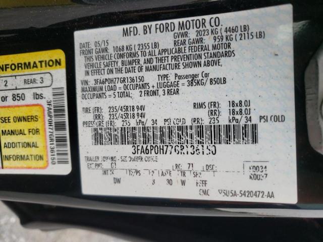 Photo 9 VIN: 3FA6P0H77GR136150 - FORD FUSION SE 