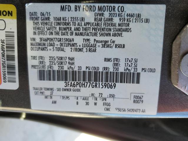 Photo 9 VIN: 3FA6P0H77GR159069 - FORD FUSION SE 