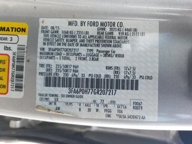 Photo 9 VIN: 3FA6P0H77GR207217 - FORD FUSION SE 