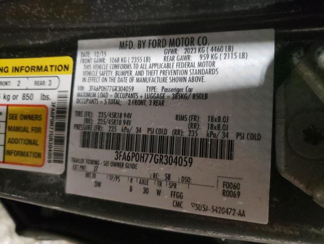 Photo 11 VIN: 3FA6P0H77GR304059 - FORD FUSION SE 