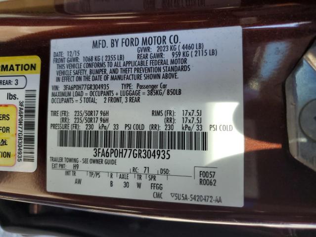 Photo 11 VIN: 3FA6P0H77GR304935 - FORD FUSION SE 