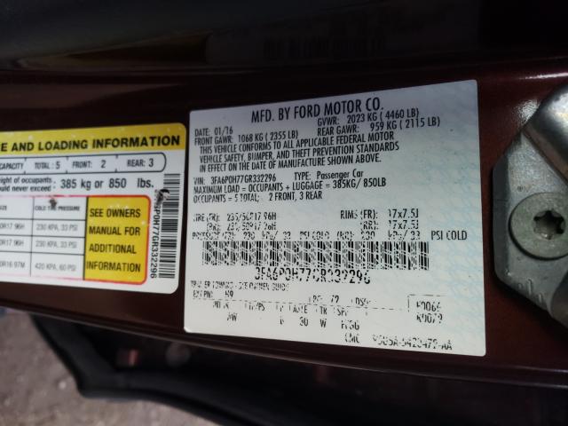 Photo 9 VIN: 3FA6P0H77GR332296 - FORD FUSION SE 