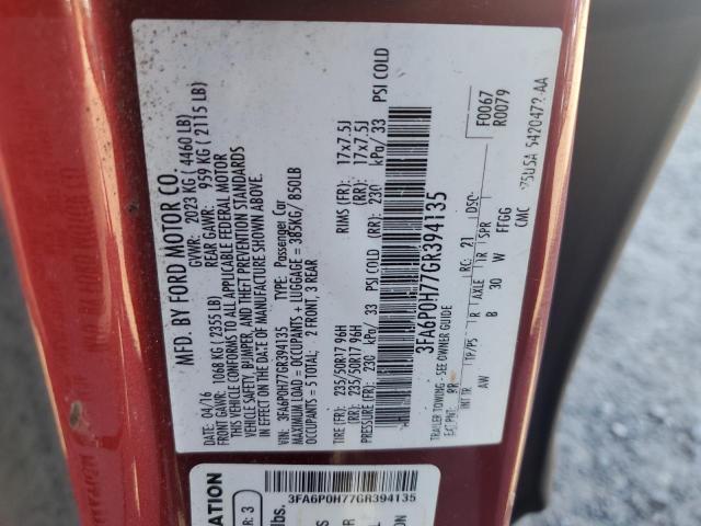 Photo 11 VIN: 3FA6P0H77GR394135 - FORD FUSION SE 