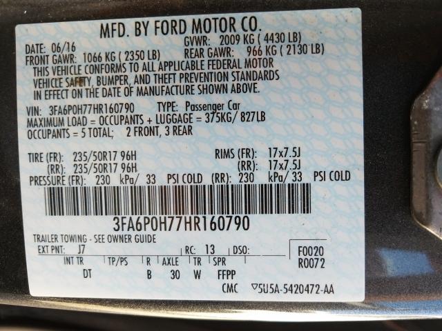 Photo 9 VIN: 3FA6P0H77HR160790 - FORD FUSION 