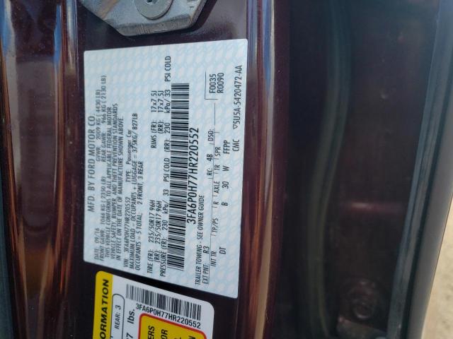 Photo 9 VIN: 3FA6P0H77HR220552 - FORD FUSION SE 