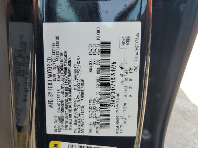 Photo 11 VIN: 3FA6P0H77HR394976 - FORD FUSION SE 