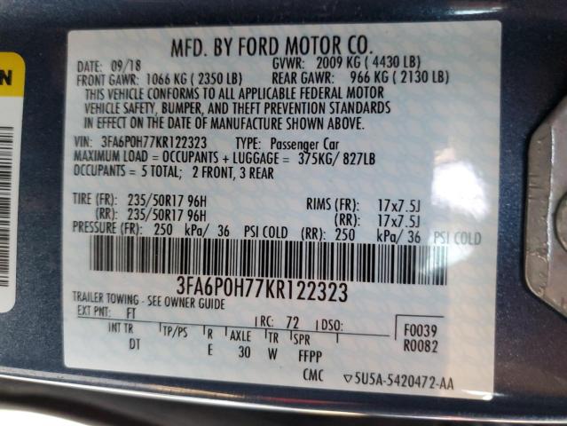 Photo 11 VIN: 3FA6P0H77KR122323 - FORD FUSION SE 