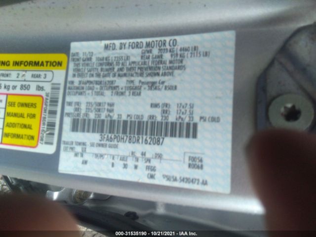 Photo 8 VIN: 3FA6P0H78DR162087 - FORD FUSION 