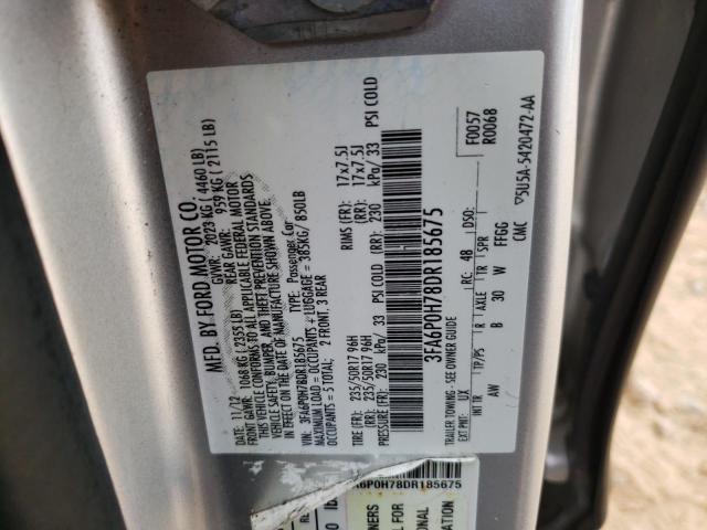 Photo 9 VIN: 3FA6P0H78DR185675 - FORD FUSION SE 