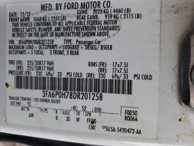 Photo 11 VIN: 3FA6P0H78DR201258 - FORD FUSION SE 