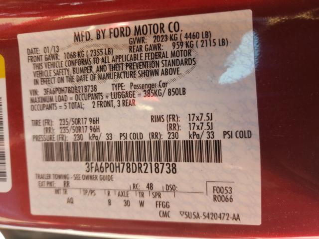 Photo 9 VIN: 3FA6P0H78DR218738 - FORD FUSION 