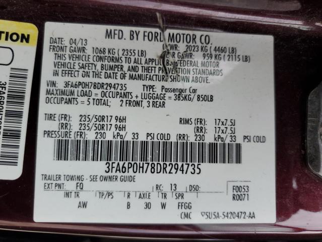 Photo 11 VIN: 3FA6P0H78DR294735 - FORD FUSION 