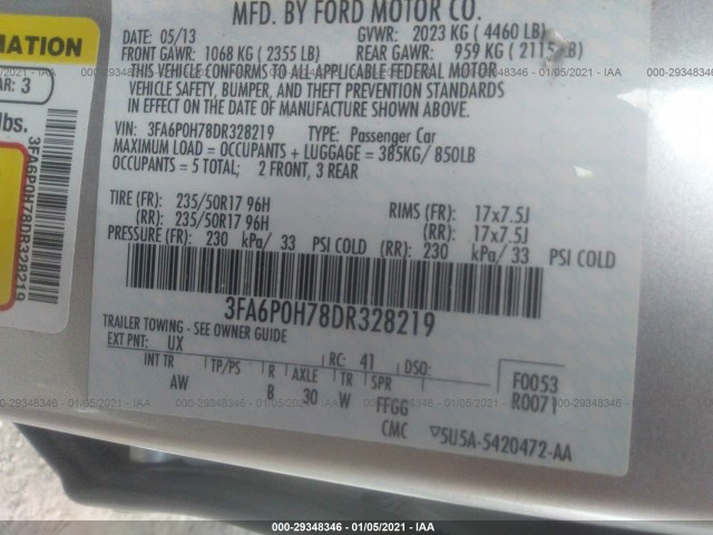 Photo 8 VIN: 3FA6P0H78DR328219 - FORD FUSION 