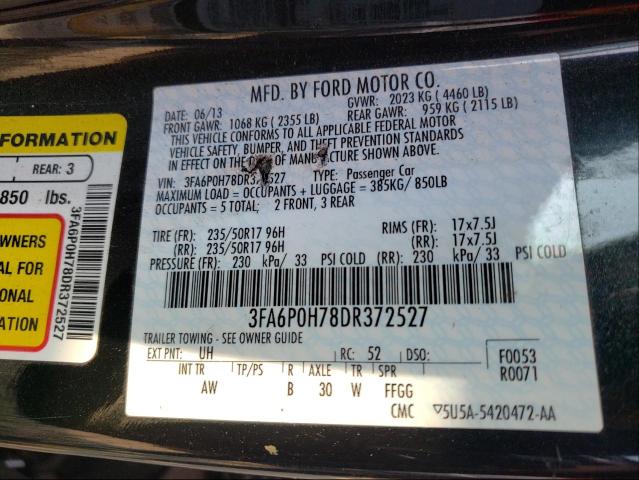 Photo 9 VIN: 3FA6P0H78DR372527 - FORD FUSION SE 