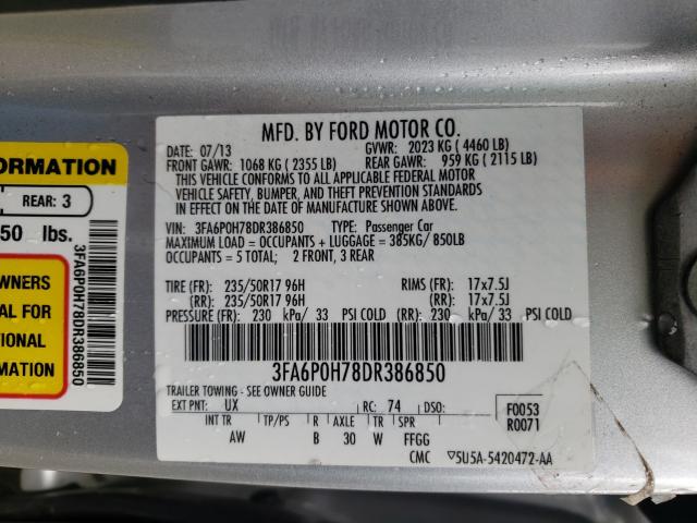 Photo 9 VIN: 3FA6P0H78DR386850 - FORD FUSION 