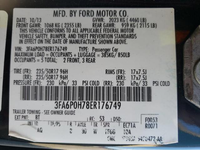 Photo 9 VIN: 3FA6P0H78ER176749 - FORD FUSION SE 