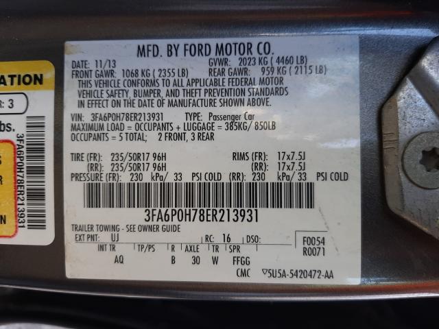 Photo 9 VIN: 3FA6P0H78ER213931 - FORD FUSION SE 