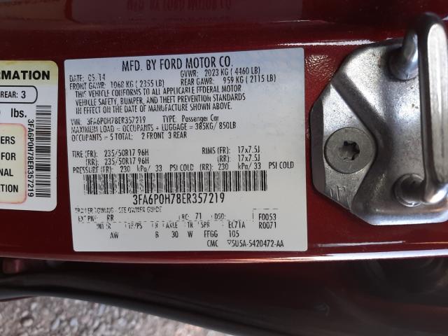 Photo 9 VIN: 3FA6P0H78ER357219 - FORD FUSION SE 