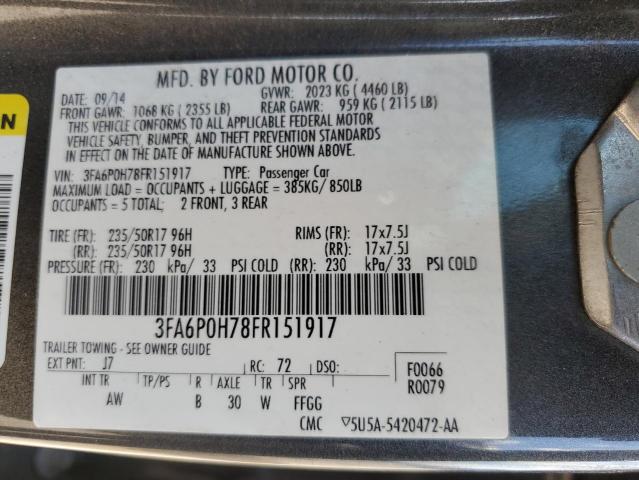 Photo 11 VIN: 3FA6P0H78FR151917 - FORD FUSION 