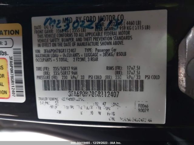 Photo 8 VIN: 3FA6P0H78GR112407 - FORD FUSION 