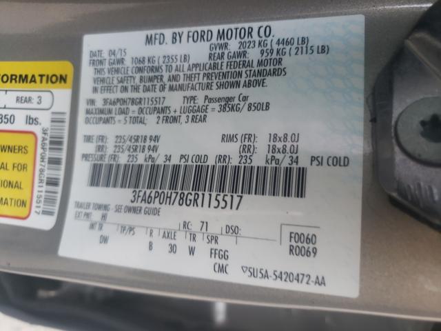 Photo 9 VIN: 3FA6P0H78GR115517 - FORD FUSION 