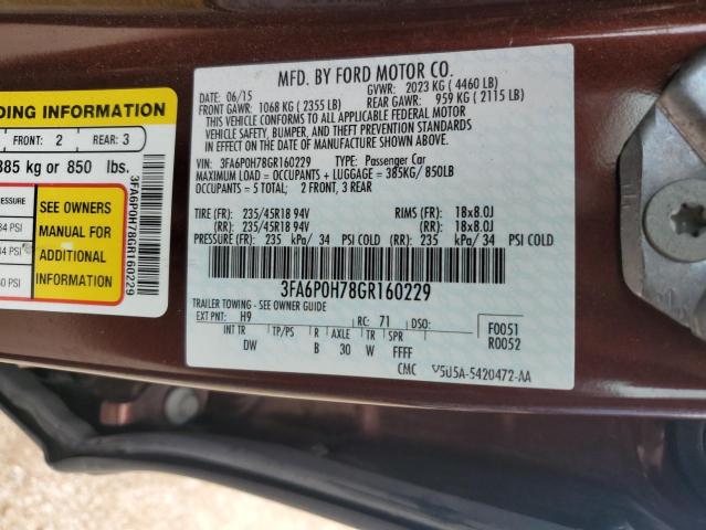 Photo 11 VIN: 3FA6P0H78GR160229 - FORD FUSION 