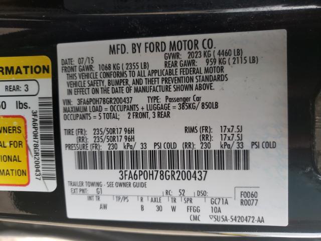 Photo 9 VIN: 3FA6P0H78GR200437 - FORD FUSION SE 