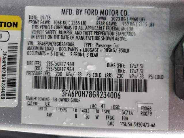 Photo 12 VIN: 3FA6P0H78GR234006 - FORD FUSION SE 