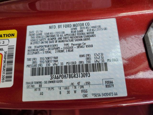 Photo 11 VIN: 3FA6P0H78GR313093 - FORD FUSION SE 