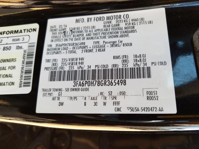 Photo 9 VIN: 3FA6P0H78GR365498 - FORD FUSION SE 